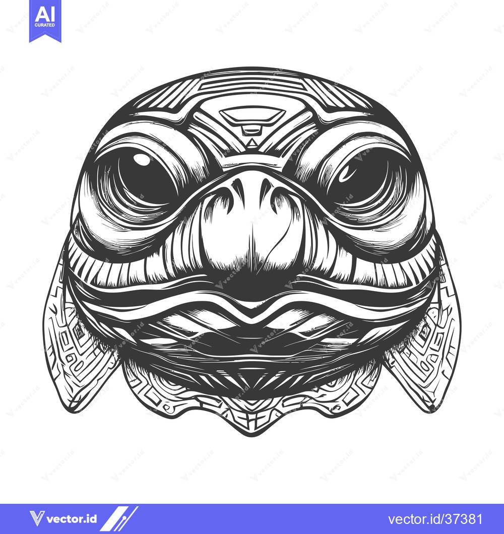 Premium Vector dari Detailed Line Art Drawing of a Turtle's Head