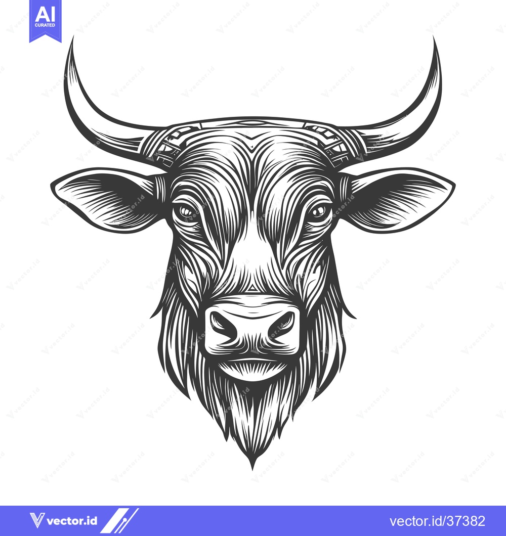 Premium Vector dari Detailed Line Art Illustration of a Bull's Head