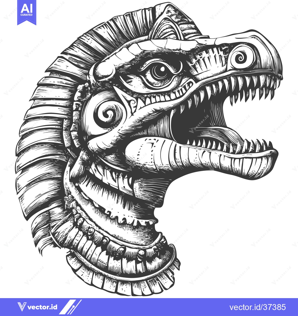 Premium Vector of Detailed Line Art Illustration of a Dinosaur Skull with Intricate Deta
