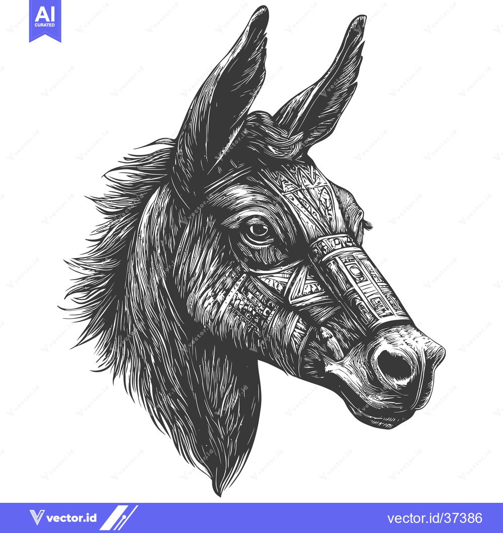 Premium Vector dari Detailed Line Art Illustration of a Donkey Head