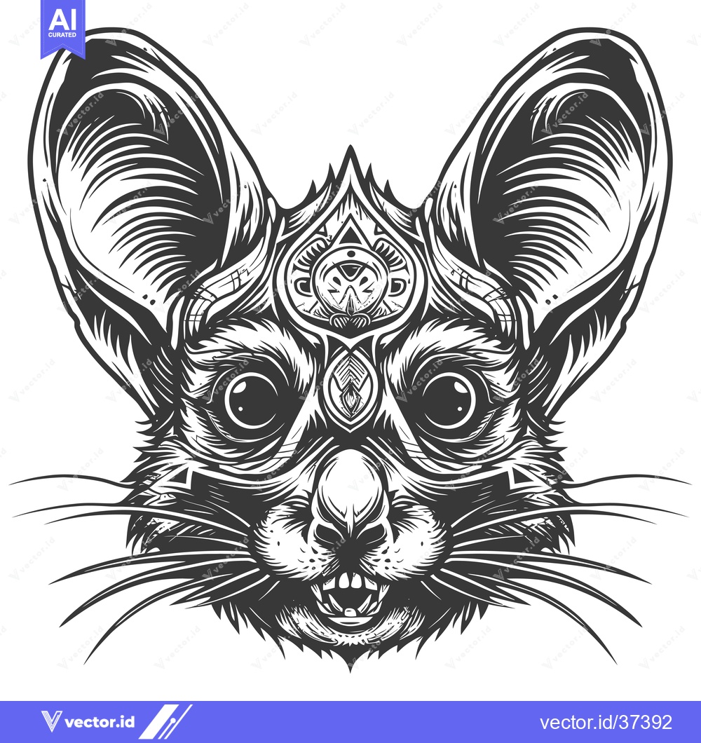 Premium Vector dari Detailed Line Art Illustration of a Mouse with Tribal Patterns