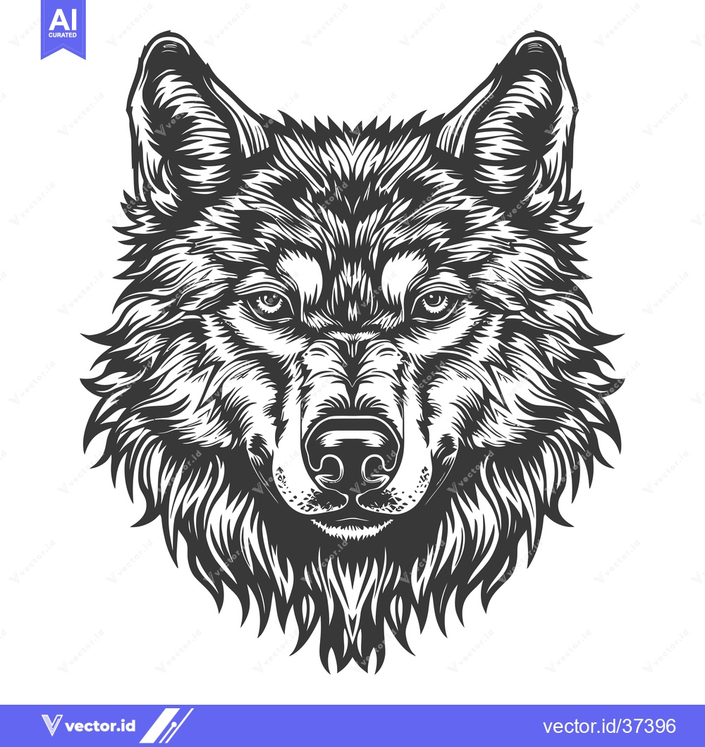 Premium Vector dari Detailed Line Art Illustration of a Wolf's Face