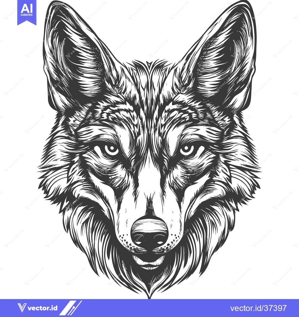 Premium Vector dari Detailed Line Art Illustration of a Wolf's Head