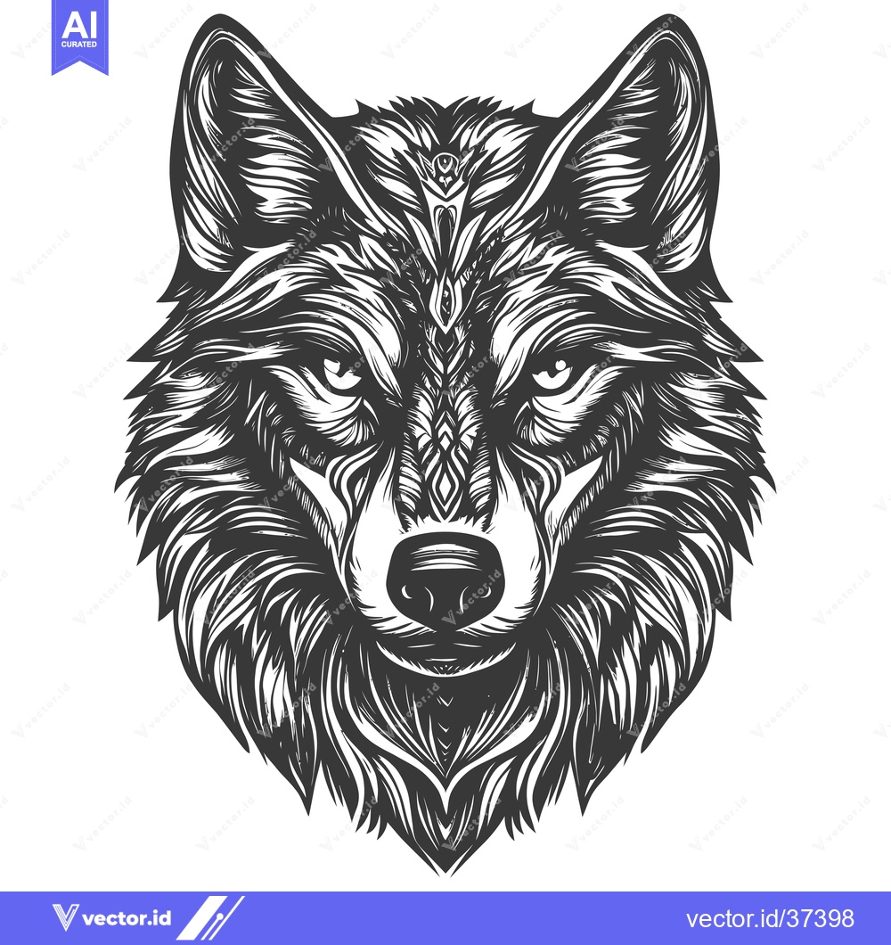 Premium Vector dari Detailed Line Art Illustration of a Wolf's Head