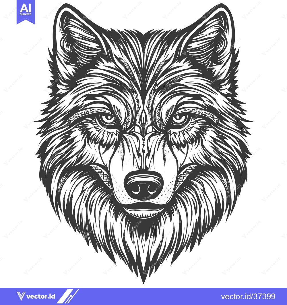 Premium Vector dari Detailed Line Art Illustration of a Wolf's Head