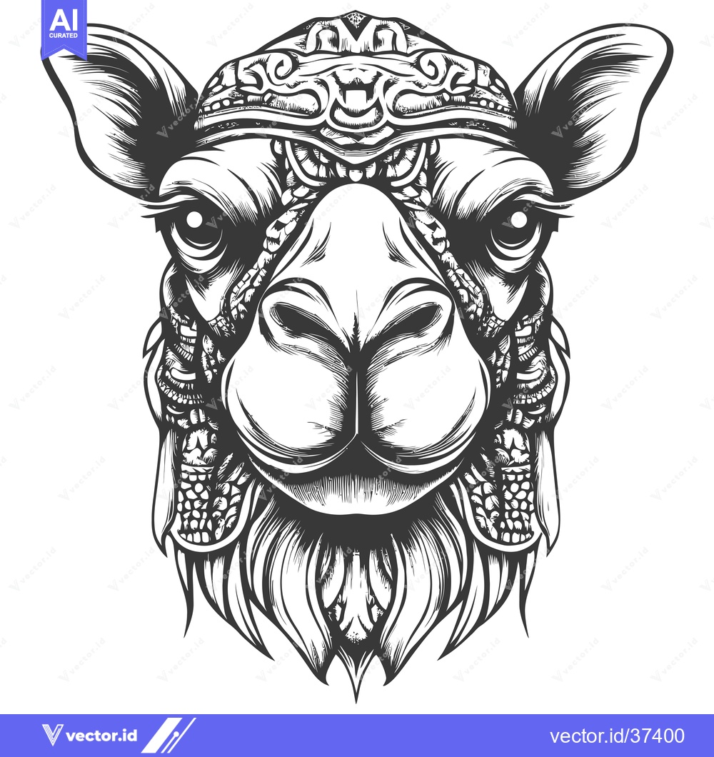 Premium Vector dari Detailed Line Art Portrait of a Camel's Head