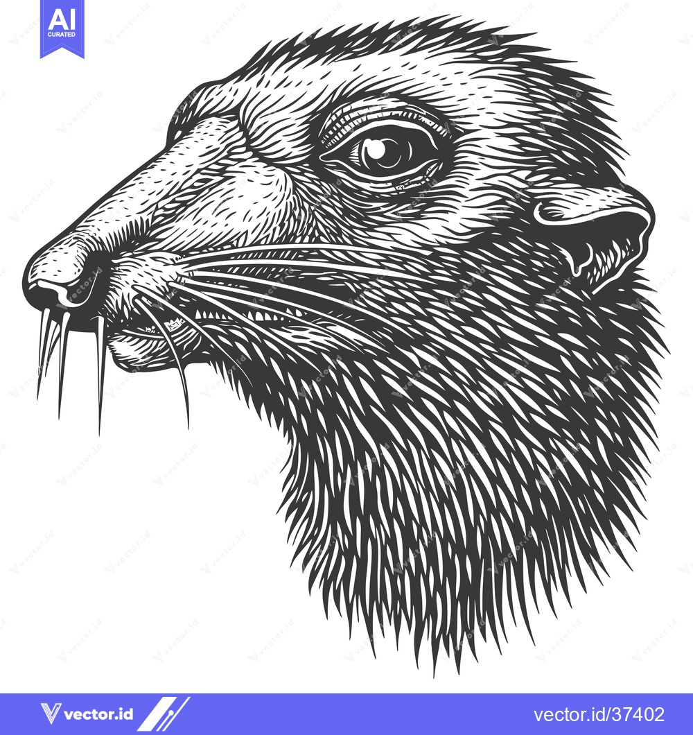 Premium Vector of Detailed Line Drawing of an Animal Head with a Prominent Nose and Whis