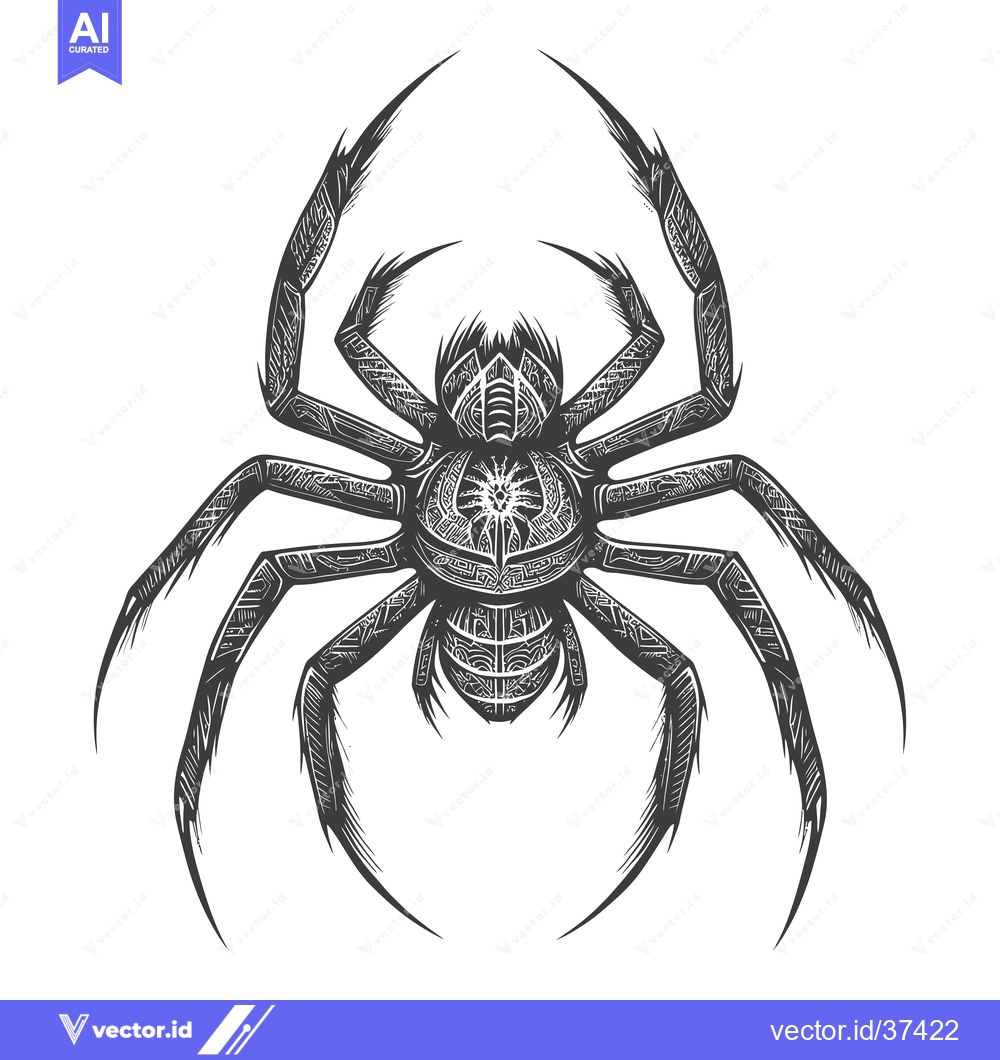 Premium Vector of Detailed Ornate Spider Illustration with Intricate Designs