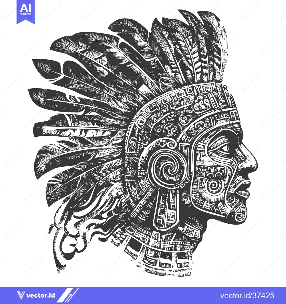 Premium Vector of Detailed Profile of a Native American Warrior Wearing a Headdress