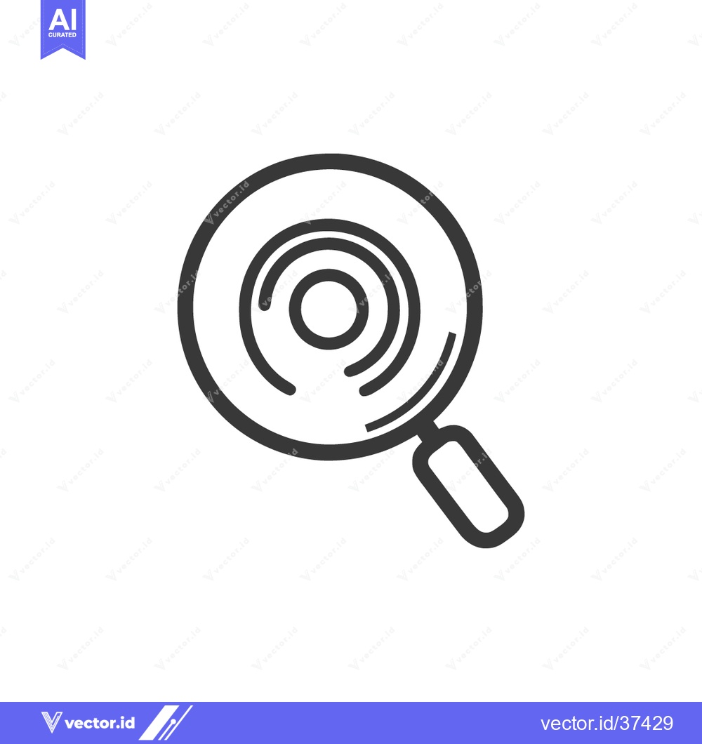 Premium Vector of Magnifying Glass Icon with Concentric Circles, Search Symbol, Outline