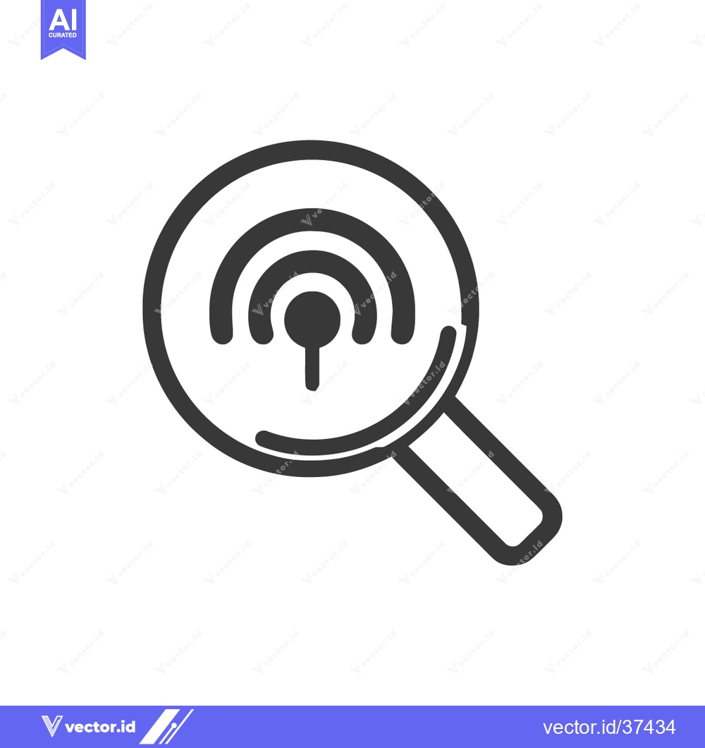 Premium Vector dari Signal Search: Magnifying Glass Icon with Wireless Connection Symbol,