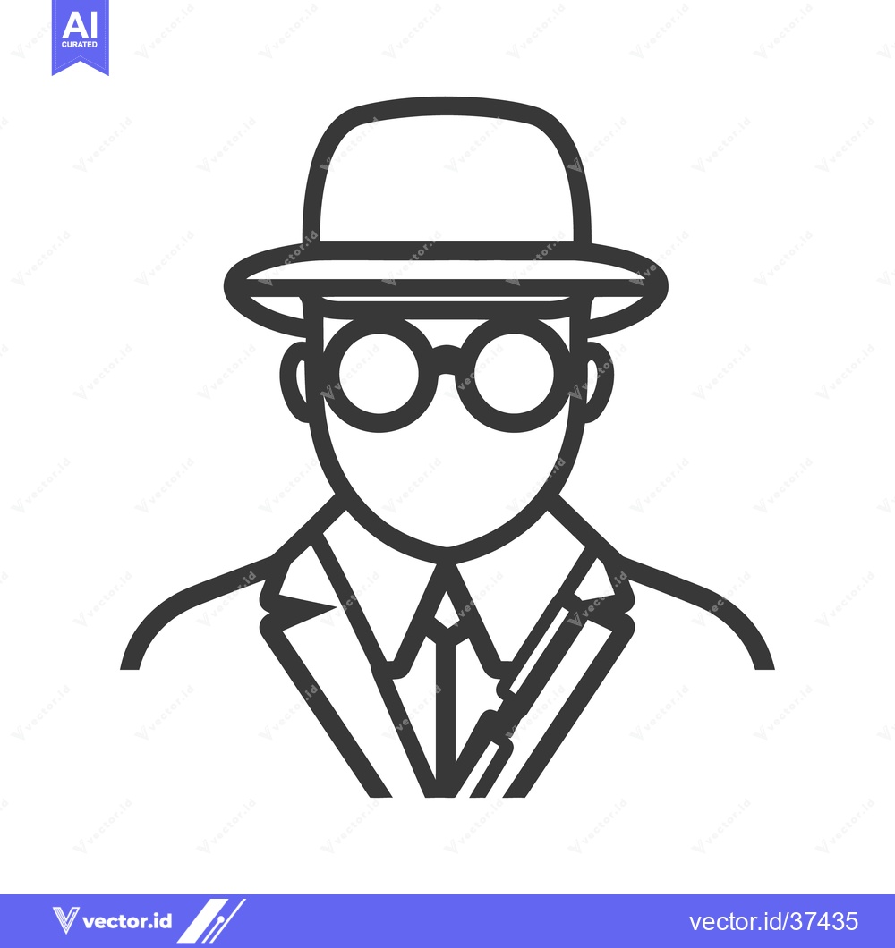 Premium Vector dari A simple graphic illustration of a man with a hat and glasses