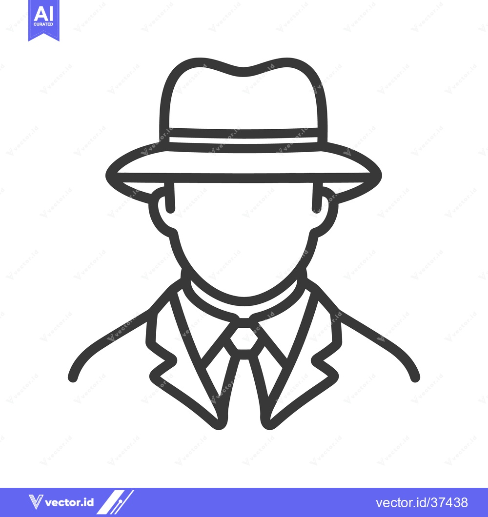 Premium Vector of A stylized illustration depicts a person wearing a fedora and suit