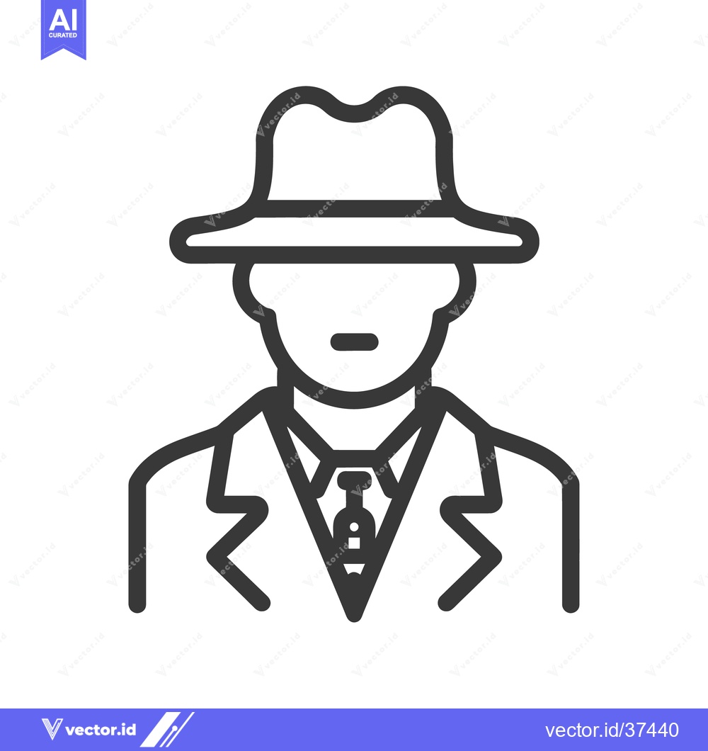 Premium Vector of A simple line art image of a person wearing a fedora