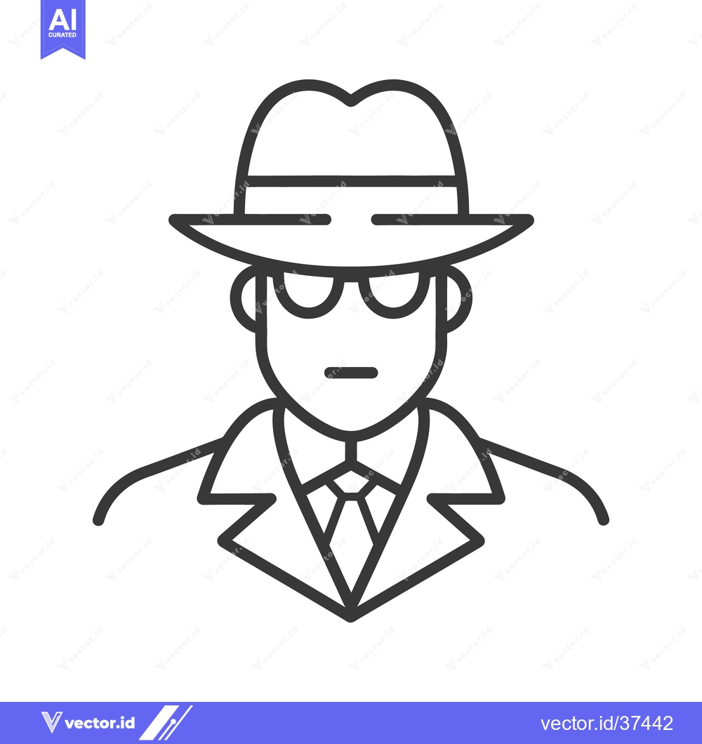 Premium Vector of An illustrated depiction of a figure wearing a fedora and coat