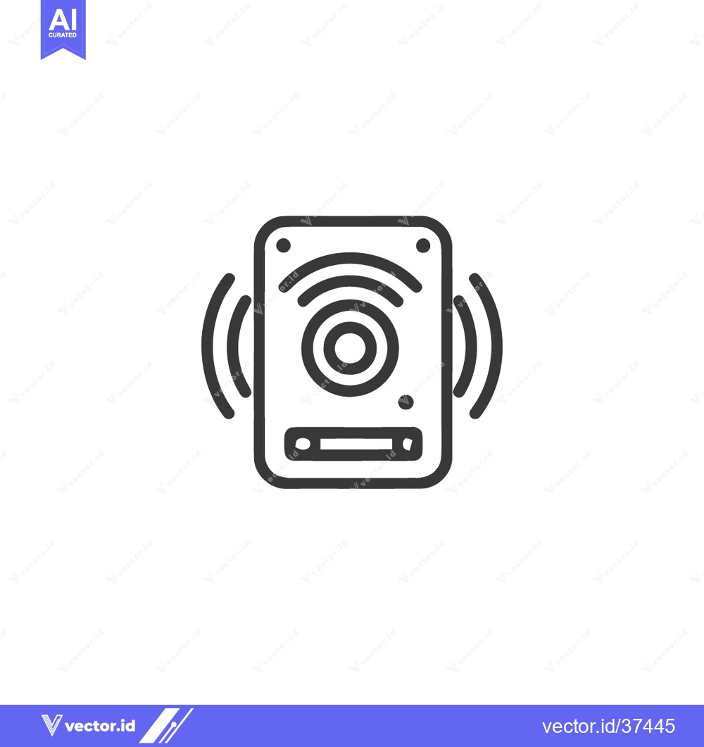 Premium Vector of Minimalist Smart Speaker Icon with Sound Waves in Black and White