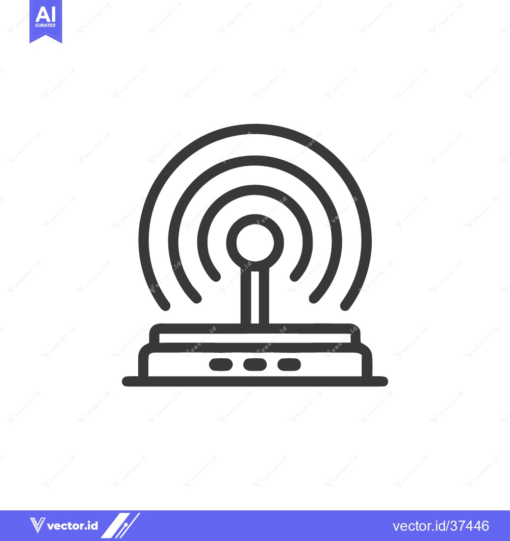 Premium Vector dari Minimalist Wireless Signal Icon: Concentric Circles, Antenna, and Base