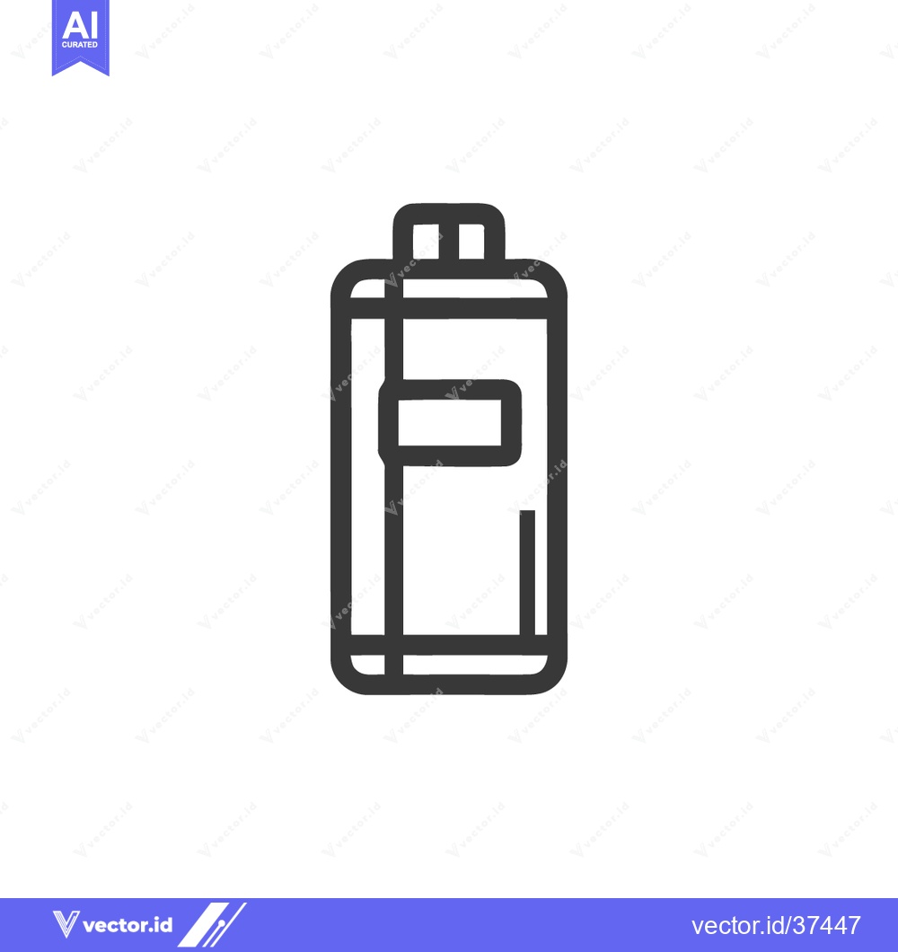 Premium Vector dari Minimalist Vector Icon of a Rectangular Bottle with Label on White Bac