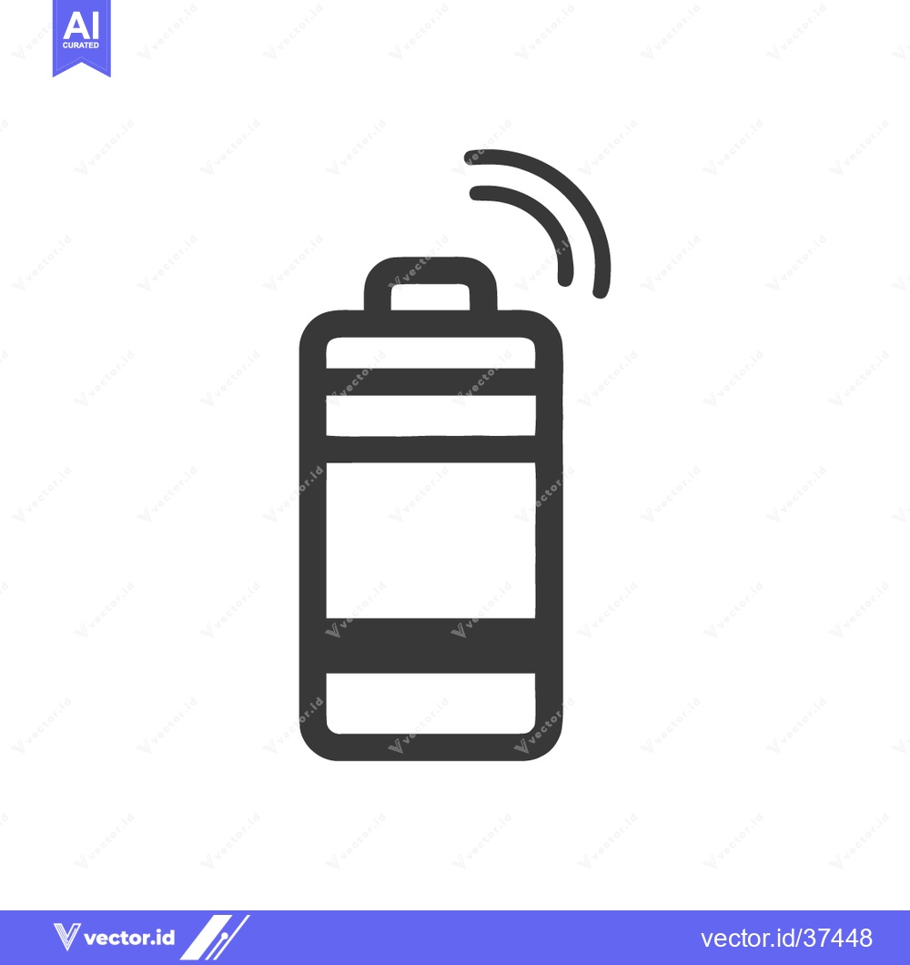 Premium Vector dari Wireless Battery Icon: Modern Black and White Energy Symbol with Signa
