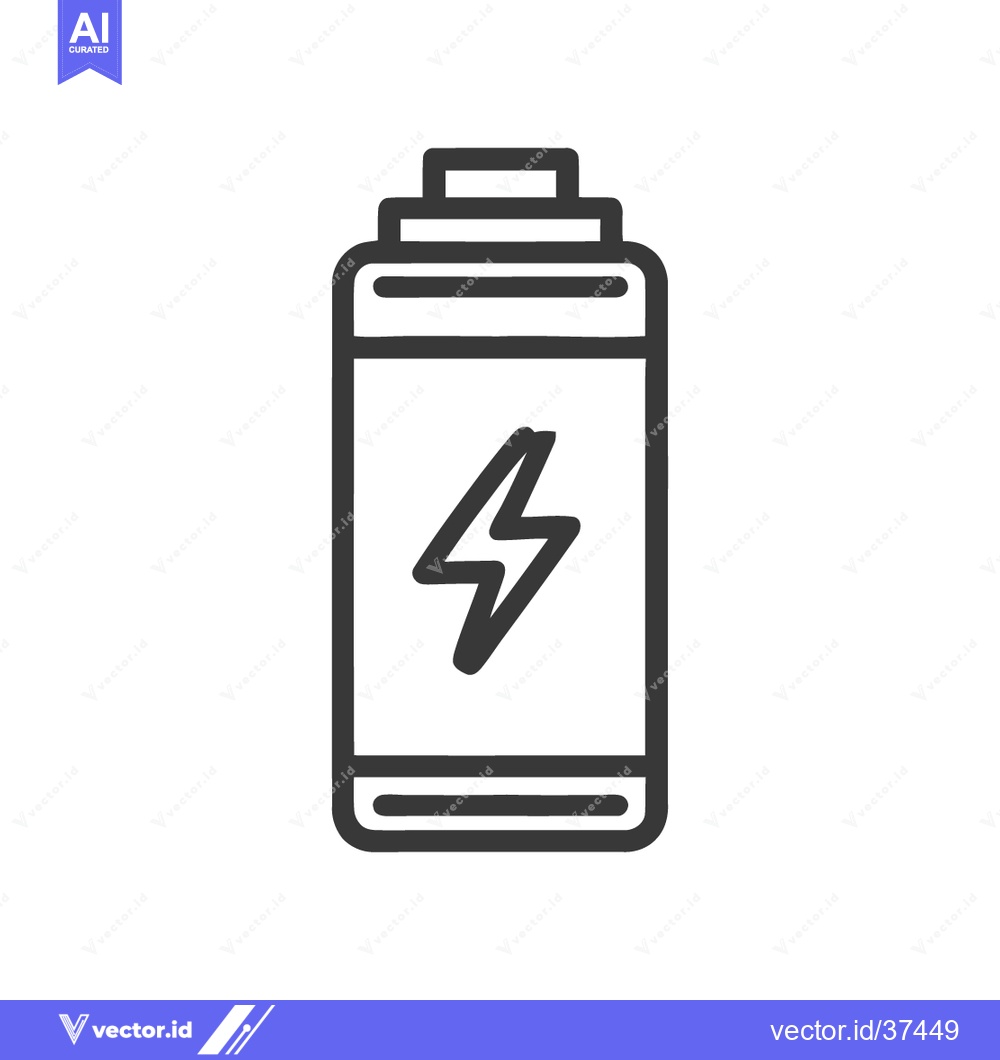 Premium Vector dari Battery Icon with Lightning Bolt, Energy Symbol, Minimalist Design
