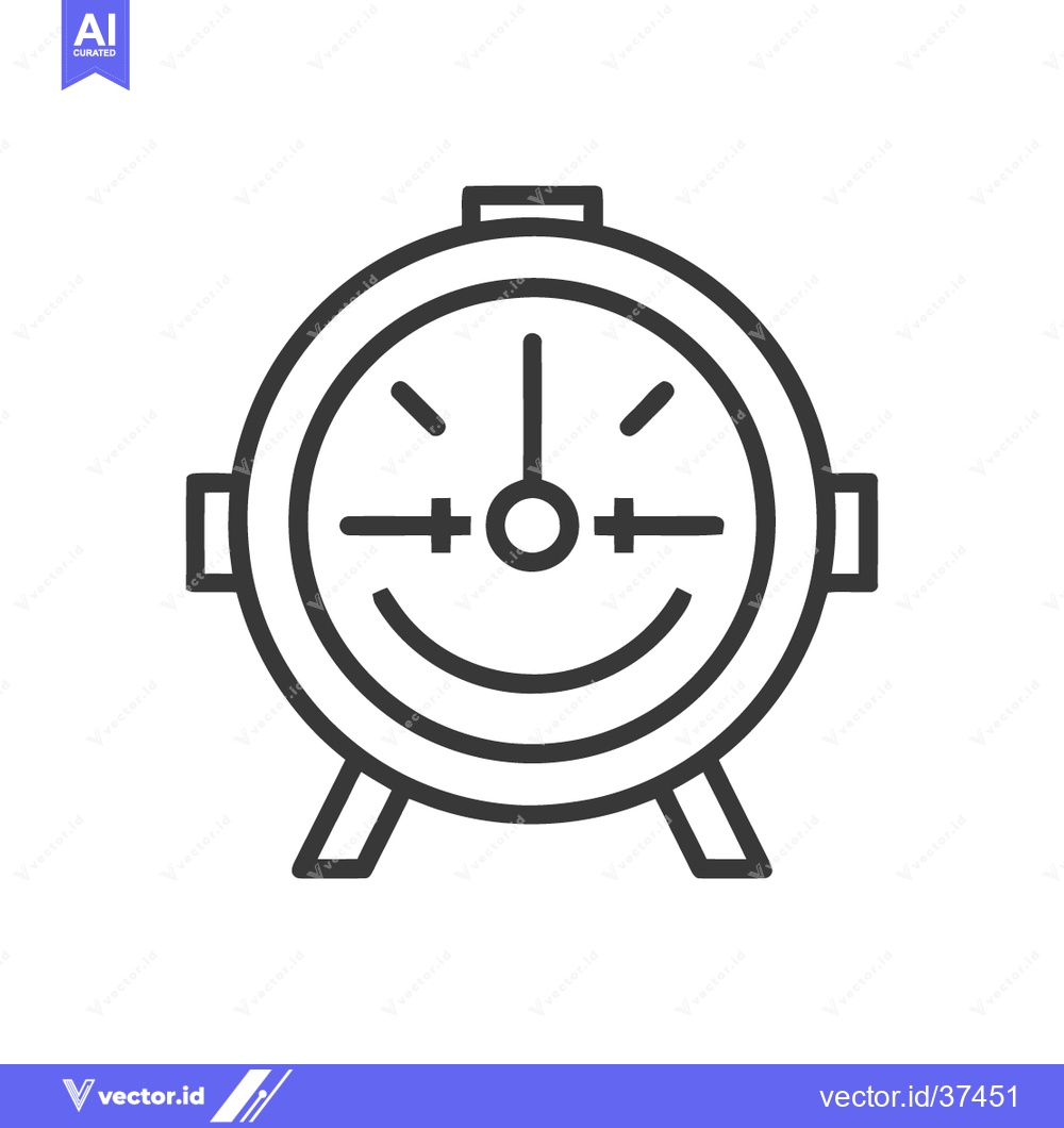 Premium Vector dari Minimalist Alarm Clock Icon with Smiling Face and Linear Design