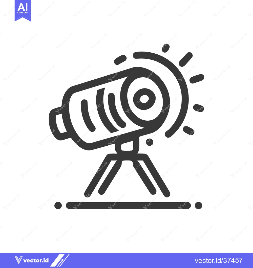 Premium Vector dari Telescope Icon: Detailed Line Art of Astronomical Instrument on Tripod