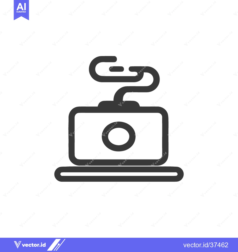 Premium Vector of Minimalist Coffee Grinder Icon: Dark Line Art on White Background