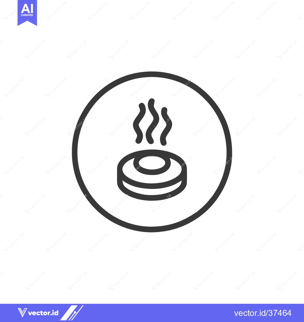Premium Vector of Minimalist Hot Stone Icon: Circular Spa Treatment Symbol with Steam