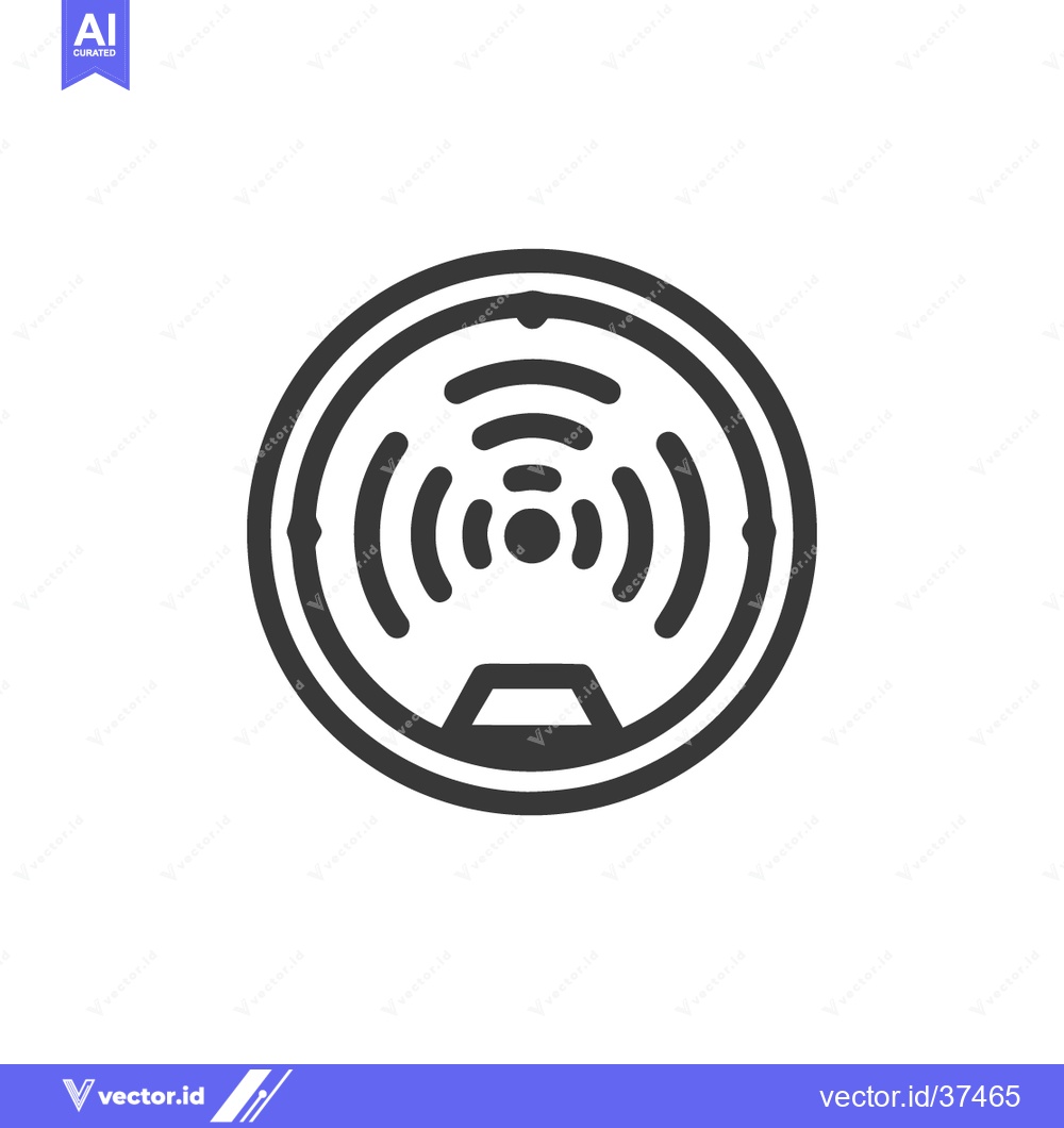 Premium Vector of Modern Smoke Detector Icon with Radio Waves in Black and White