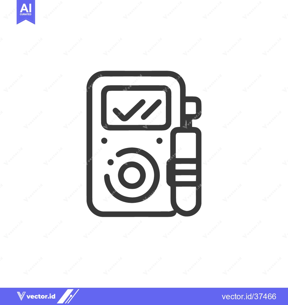 Premium Vector of Breathalyzer Line Icon: Portable Alcohol Tester with Digital Display a