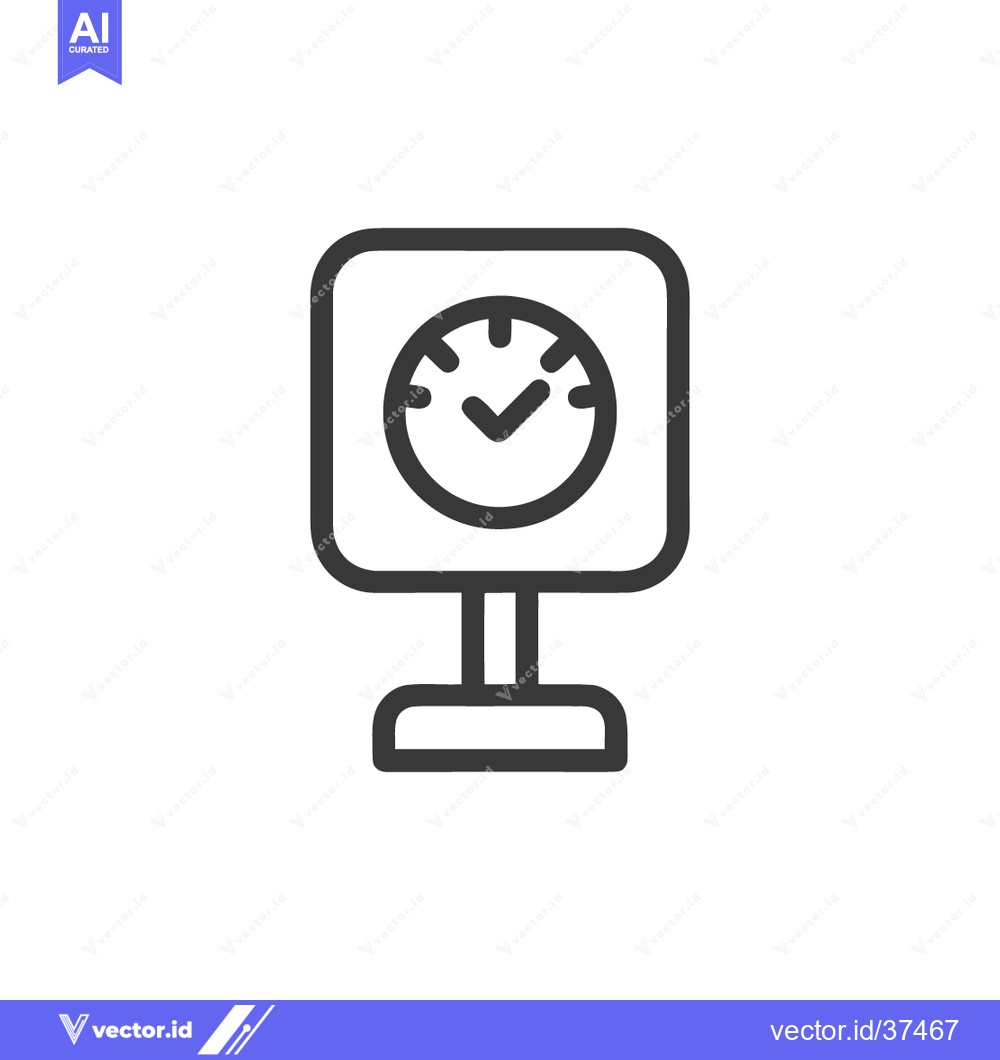 Premium Vector dari Minimalist Clock Icon: Square Frame, Checkmark, Time Indication