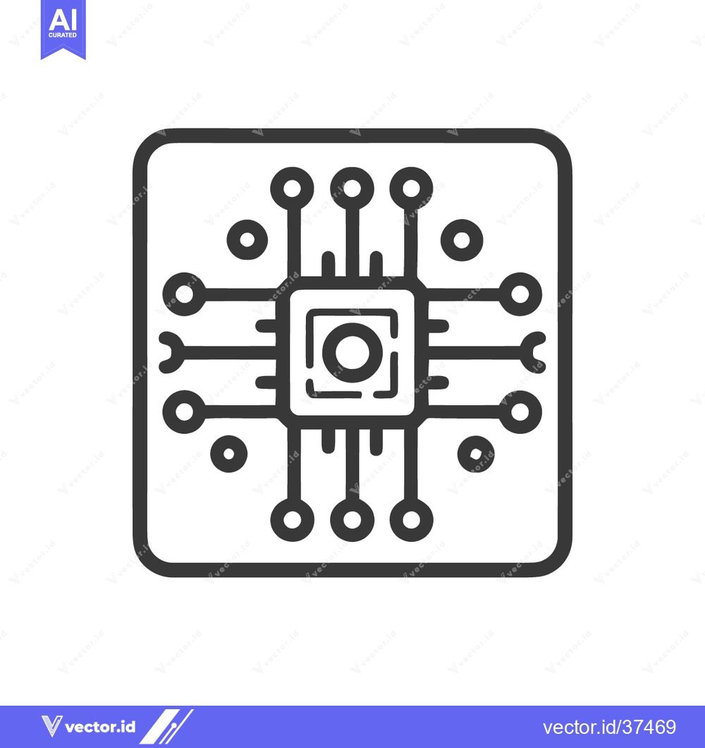 Premium Vector of Minimalist Microchip Icon: Clean Lines, Modern Technology, Square Fram