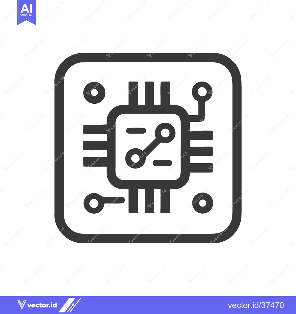 Premium Vector dari Minimalist Microchip Icon: Clean Lines, Rounded Square, Technology Sym