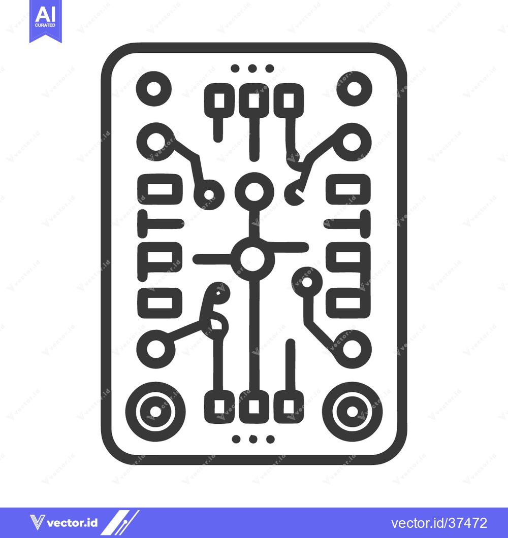 Premium Vector of Minimalist Circuit Board Icon with Rounded Edges and Geometric Compone