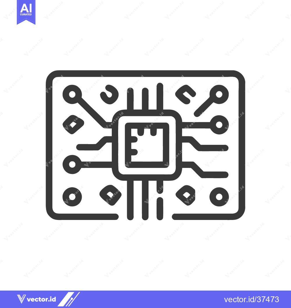 Premium Vector dari Detailed Outline of a Microchip with Circuitry on White Background
