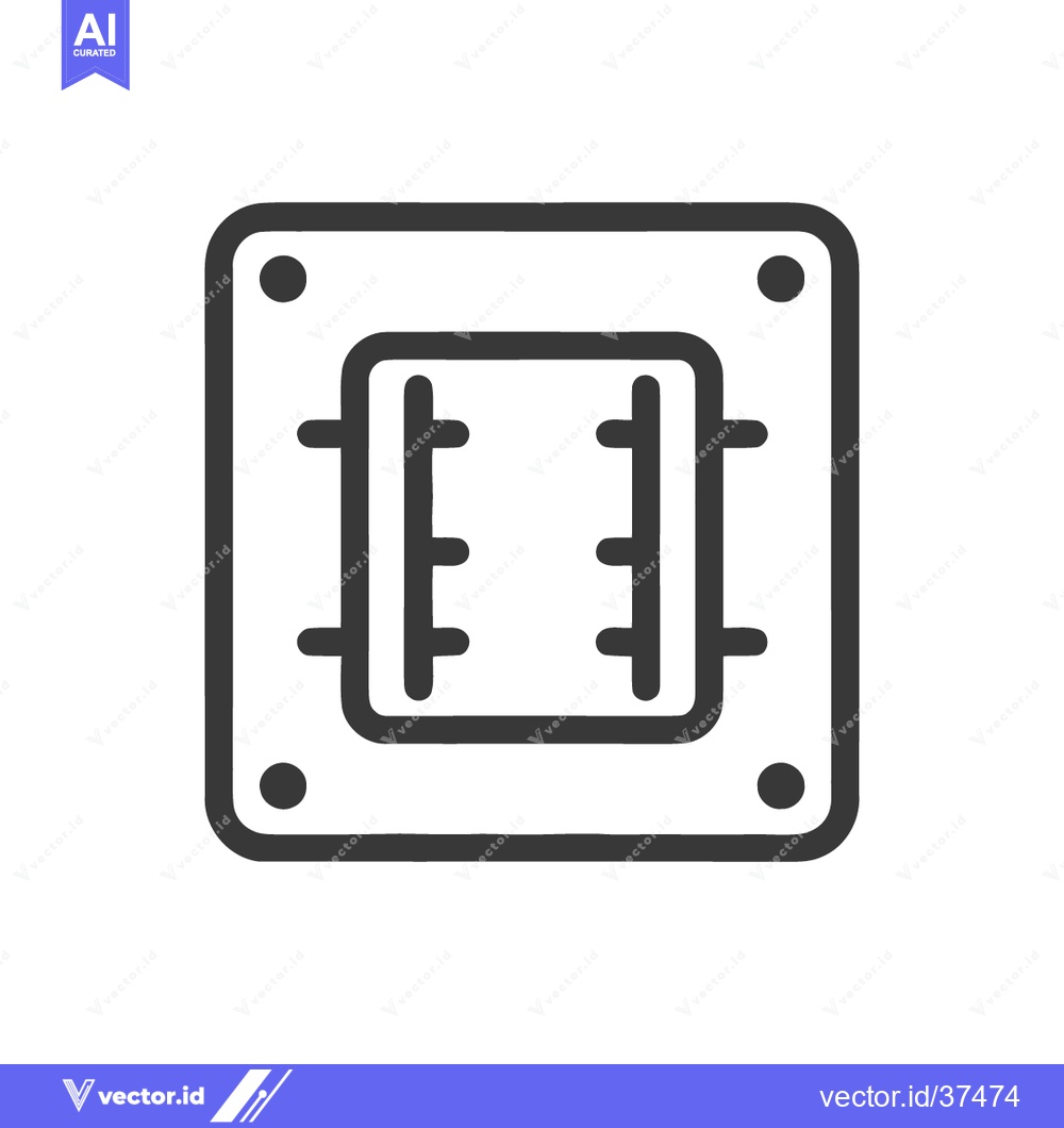 Premium Vector dari Minimalist CPU Socket Icon: Square Outline with Internal Connectors an