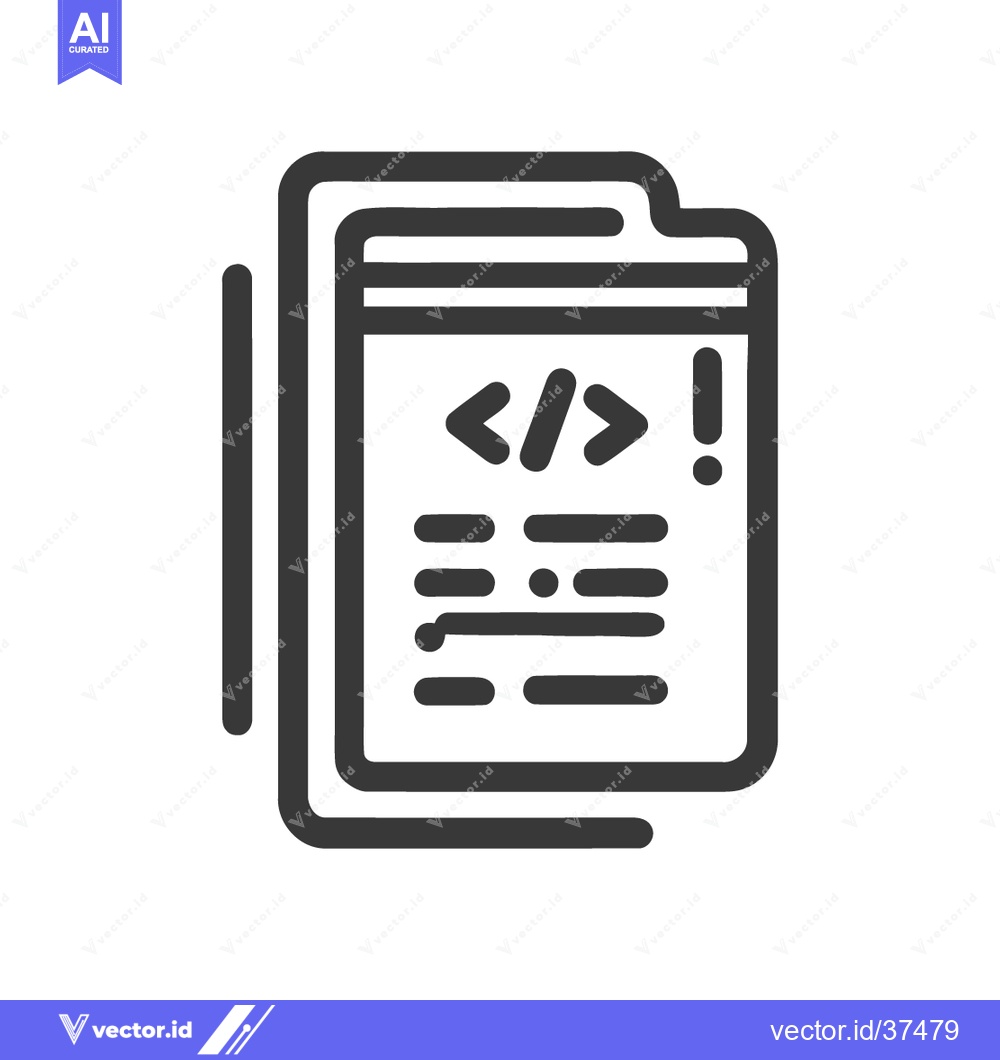 Premium Vector dari Minimalist Code File Icon with Angle Brackets and Exclamation Point
