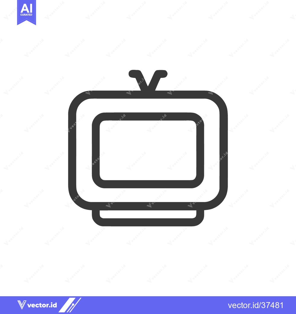 Premium Vector of Retro Television Icon: Minimalist Outline Design on White Background