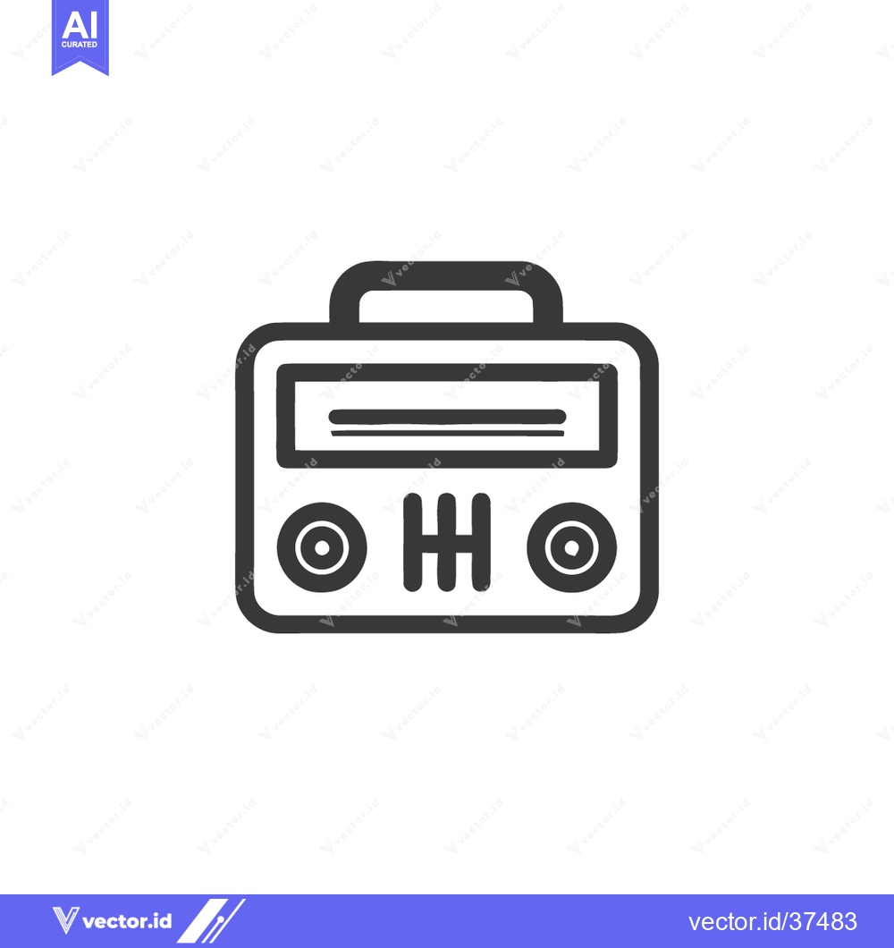 Premium Vector of Minimalist Radio Icon: Retro Style, Black Outline on White