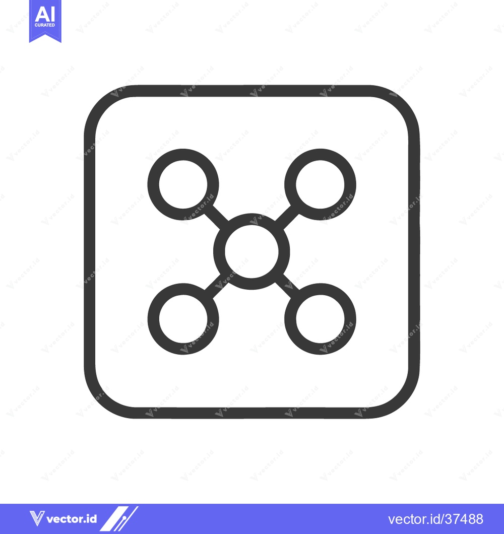 Premium Vector dari Minimalist Molecule Icon: Rounded Square Frame, Central Atom, Four Bon