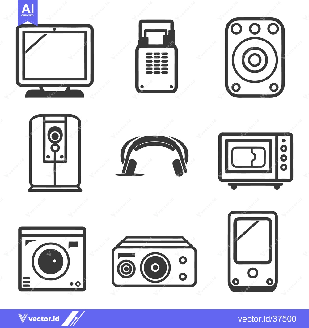 Premium Vector dari A collection of common technology items in a simple design