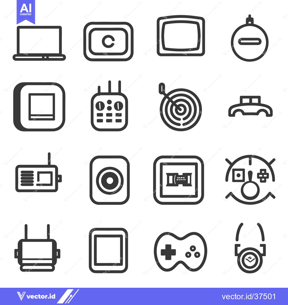 Premium Vector of A collection of various technological and recreational related icons