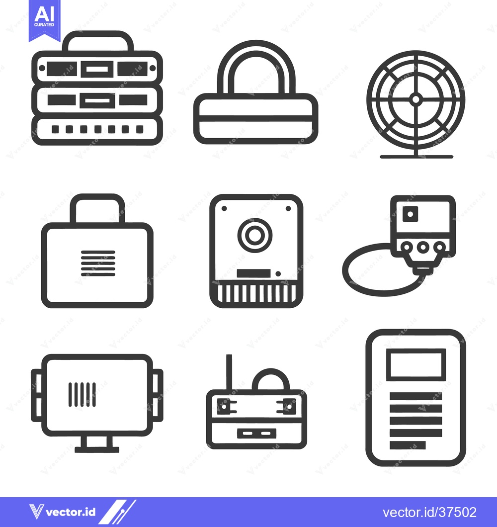 Premium Vector of Various icons representing technology and security related concepts