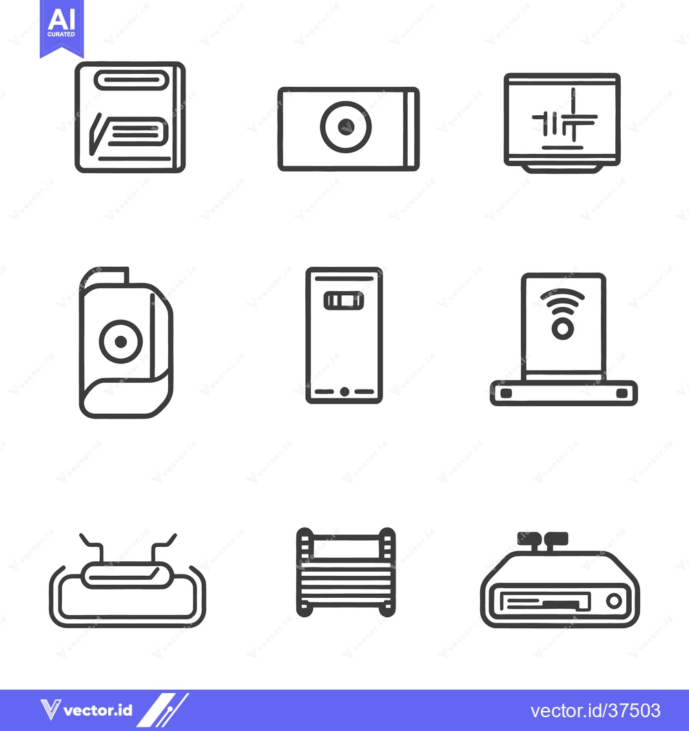Premium Vector of Outlined icons representing various electronics and communication devi