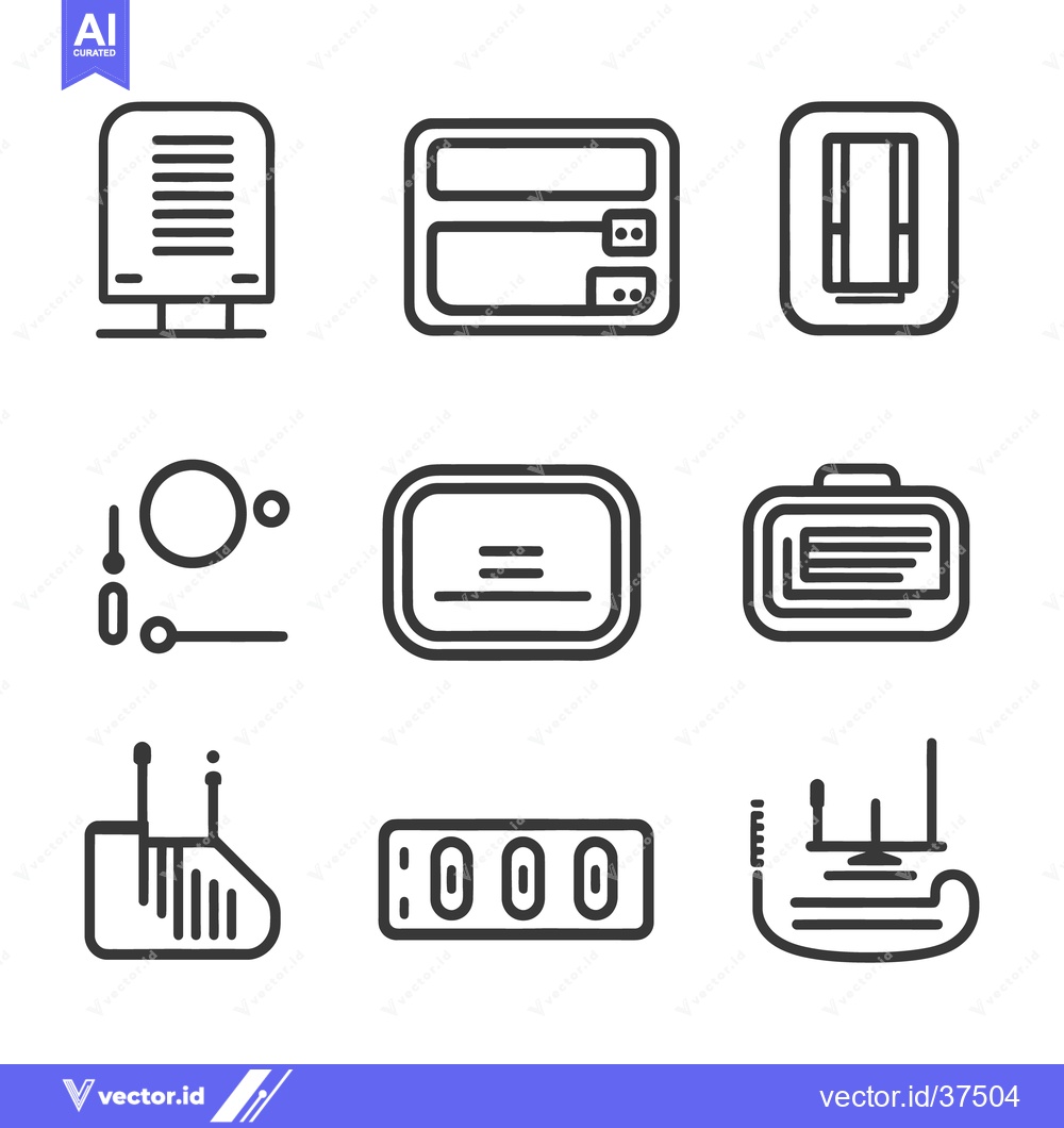 Premium Vector dari A collection of minimalist computer related technology device icons
