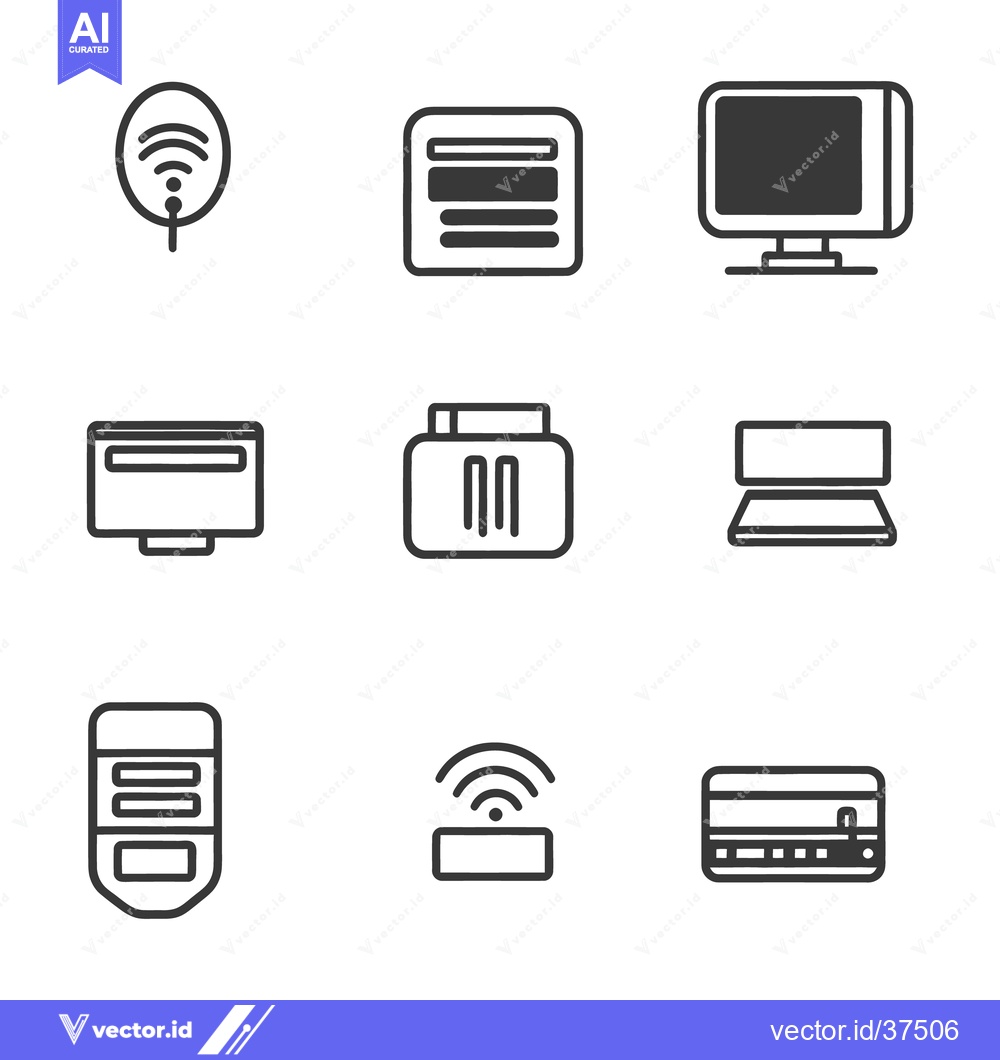 Premium Vector of Various simple outlines of electronic devices and appliances are shown