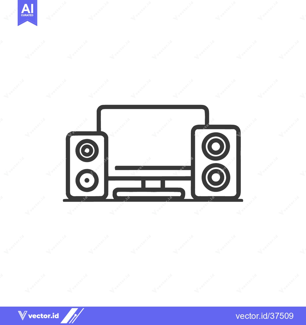 Premium Vector dari Minimalist TV and Speaker System Icon: Modern Entertainment Outline