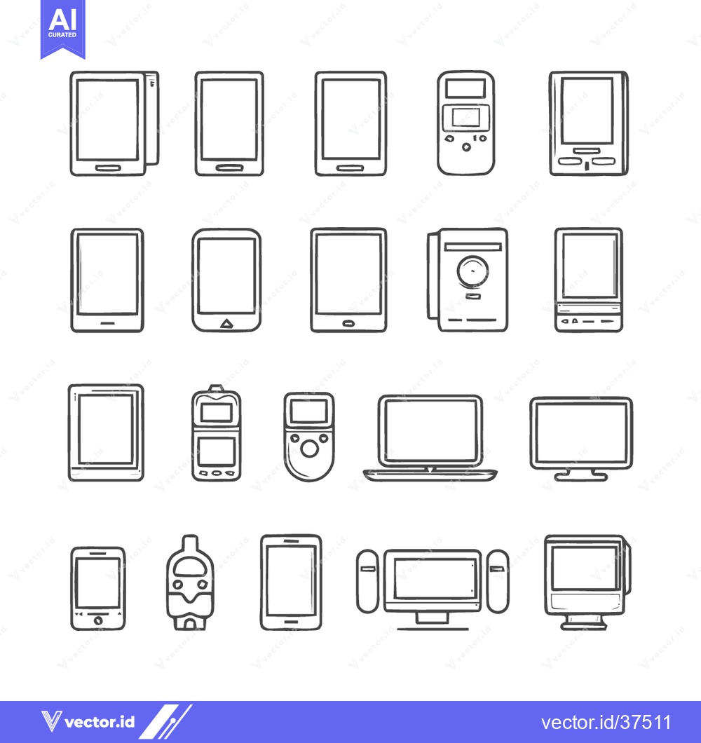 Premium Vector dari Outlined Electronic Devices: Tablets, Phones, Computers, and Gadgets o