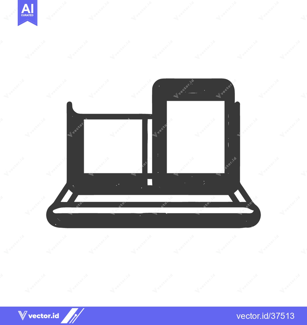 Premium Vector dari Stylized Digital Devices: Laptop, Tablet, and Phone Icon in Grunge Sty