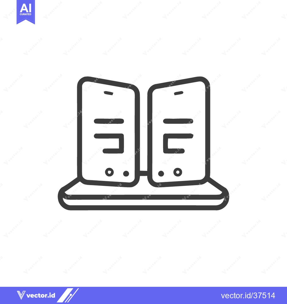 Premium Vector dari Minimalist Line Art: Dual Server Rack on White Background